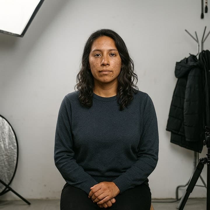 Retrato de estudio antes del procesamiento, toma de estudio fotográfico